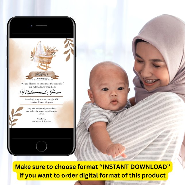 Brown Autumn Leaves Stroller Baby Boy Birth Announ Einladung (Von Creator hochgeladen)