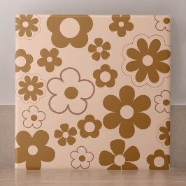 Brown Autumn Retro Y2K Hippie Blume Muster Fliese
