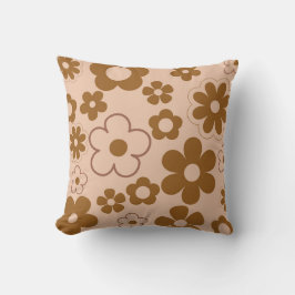 Brown Autumn Retro Y2K Hippie Blume Muster Kissen