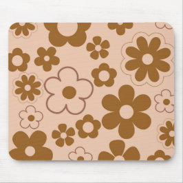 Brown Autumn Retro Y2K Hippie Blume Muster Mousepad