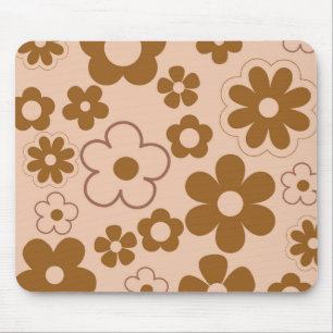 Brown Autumn Retro Y2K Hippie Blume Muster Mousepad