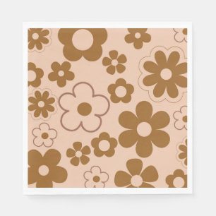 Brown Autumn Retro Y2K Hippie Blume Muster Serviette