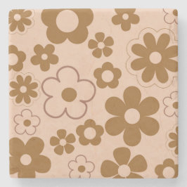 Brown Autumn Retro Y2K Hippie Blume Muster Steinuntersetzer