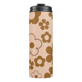 Brown Autumn Retro Y2K Hippie Blume Muster Thermosbecher