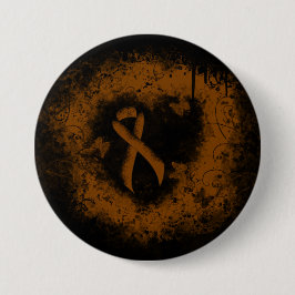 Brown Awareness Ribbon Grunge Herz Button