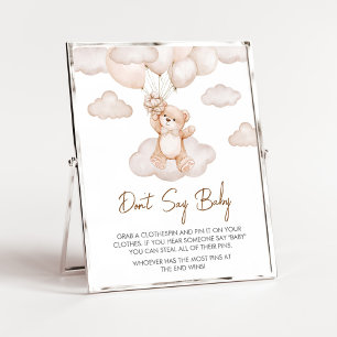 Brown Baby Bear Balloon Babydusche Say Baby nicht Poster