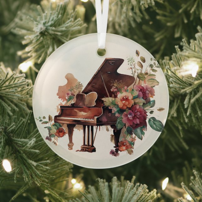 Brown Baby Grand Piano Ornament Aus Glas (InSitu)