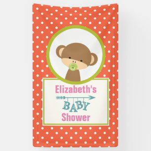Brown Baby Monkey mit Schnuller Baby Dusche Banner