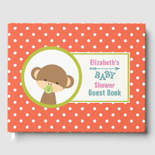 Brown Baby Monkey mit Schnuller Baby Dusche Gästebuch