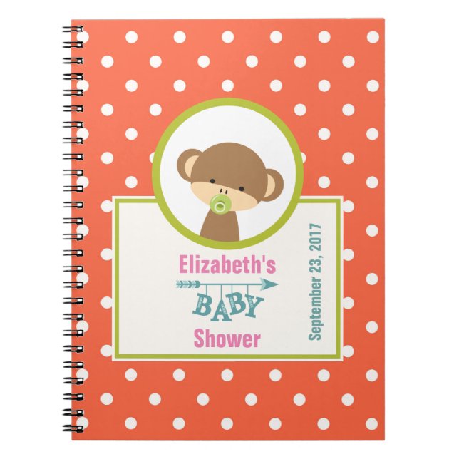 Brown Baby Monkey mit Schnuller Baby Dusche Notizblock (Vorderseite)