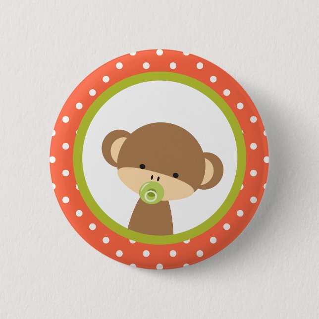 Brown Baby Monkey mit Schnuller Button (Vorderseite)