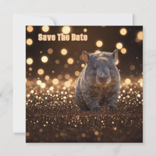 Brown Baby Wombat on Brown Bokeh Bliss, Save The Date