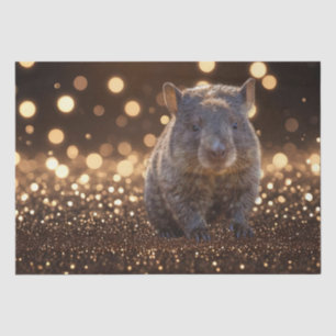 Brown Baby Wombat on Brown Bokeh Bliss, Seidenpapier