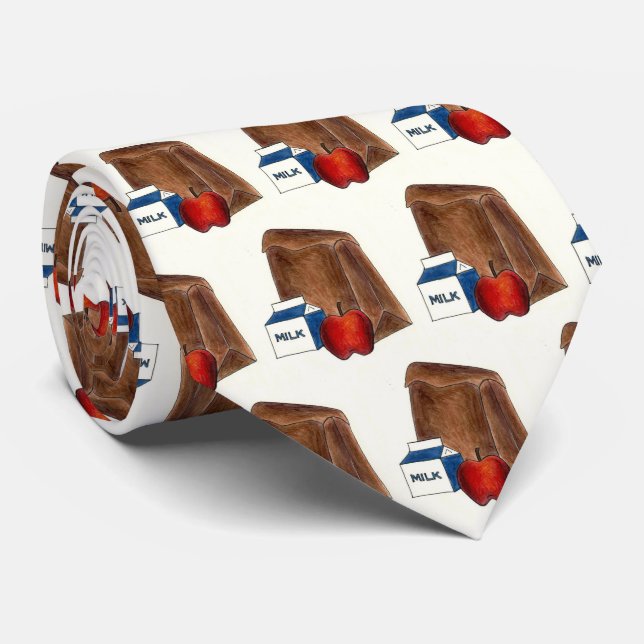 Brown Bag Mittagessen Milchkarton Apple Lehrer Krawatte (Gerollt)