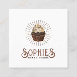 Brown Baker Bakery Cupcake Logo Vintage Typografie Quadratische Visitenkarte