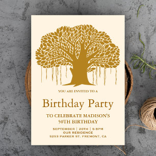Brown Banyan Tree Geburtstagsparty Einladung