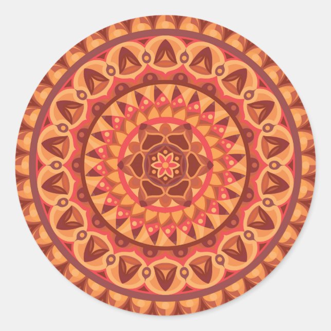 Brown Base Mandala Runder Aufkleber (Vorderseite)