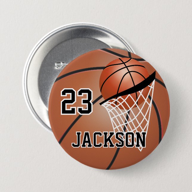 Brown Basketball Design | Personalisieren Button (Vorne & Hinten)