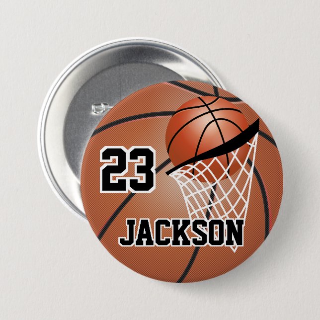 Brown Basketball Design | Personalisieren Button (Vorne & Hinten)