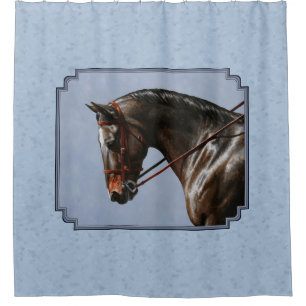 Brown Bay Oldenburg Horse Portrait Duschvorhang