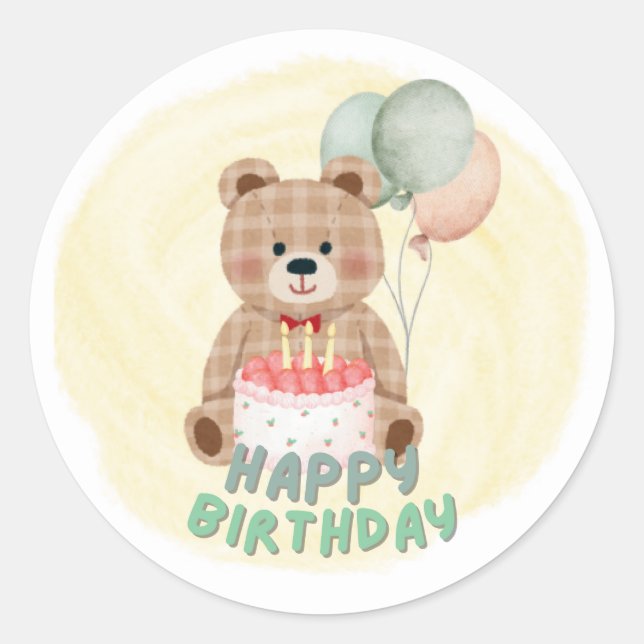 BROWN BEAR 1. BABY BIRTHDAY STICKER (Vorderseite)