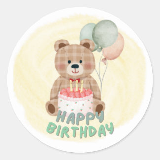 BROWN BEAR 1. BABY BIRTHDAY STICKER