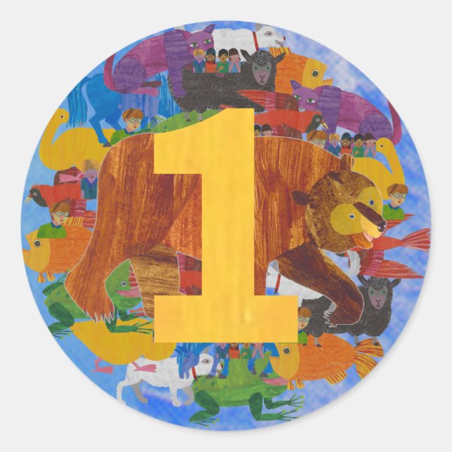 Brown Bear 1st Birthday Sticker (Vorderseite)