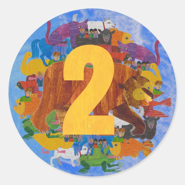 Brown Bear 2nd Birthday Sticker (Vorderseite)