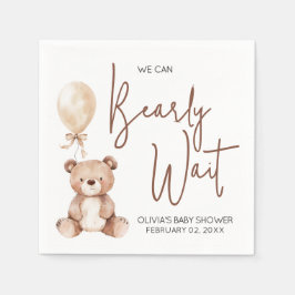 Brown Bear Balloon Baby Shower Serviette