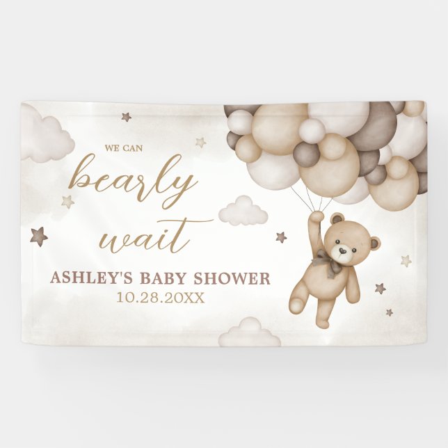 Brown Bear Balloon Babydusche Banner (Horizontal)