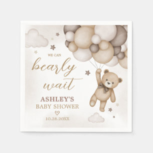 Brown Bear Balloon Babydusche Serviette