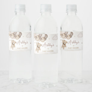 Brown Bear Balloon Babydusche Wasserflaschenetikett