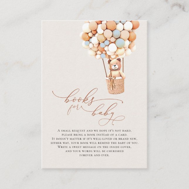 Brown Bear Balloons Baby Books Enclosure Card Begleitkarte (Vorderseite)