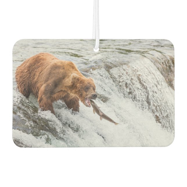 Brown Bear Catches Red Salmon Autolufterfrischer (Vorderseite)