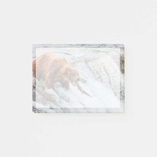 Brown Bear Catches Red Salmon Post-it Klebezettel (Vorderseite)