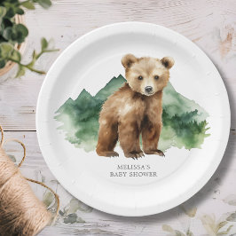 Brown Bear Cub Babydusche Pappteller
