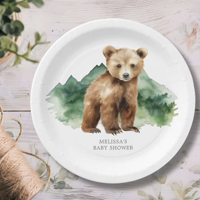 Brown Bear Cub Babydusche Pappteller (Von Creator hochgeladen)