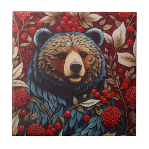 Brown Bear Red Berries William Morris Inspiriert Fliese