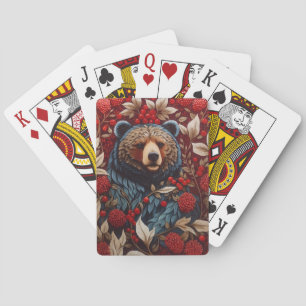 Brown Bear Red Berries William Morris Inspiriert Spielkarten