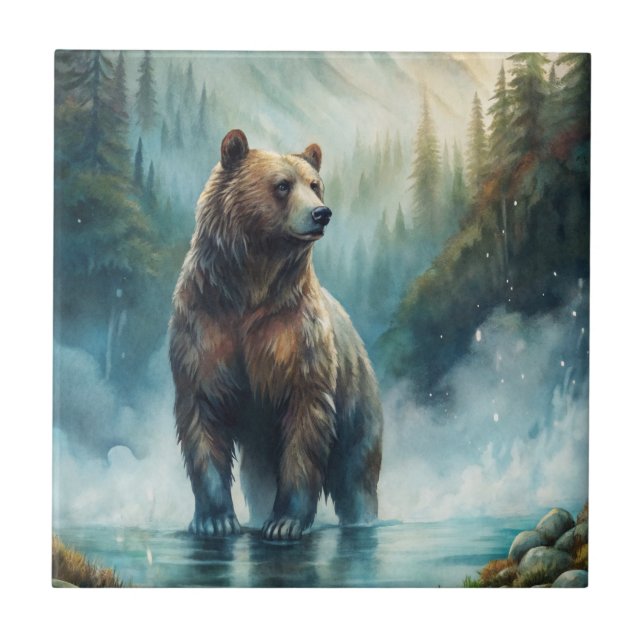 Brown Bear Square Paper Coaster Fliese (Vorderseite)