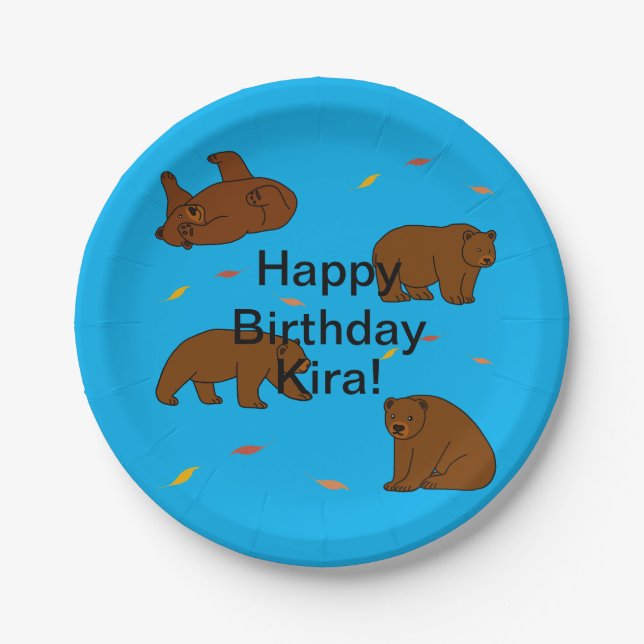Brown Bears Birthday Pappteller (Vorderseite)
