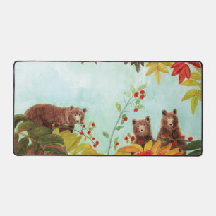 Brown Bears Eating Red Rowan Berries Schreibtischunterlage