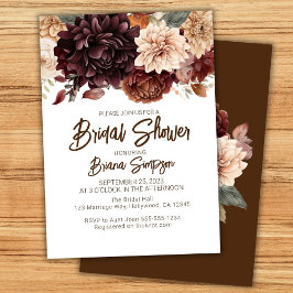Brown Beige Blume Brautparty Einladung