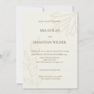 Brown Beige Boho Minimalistisch Hochzeit Einladung