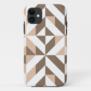 Brown Beige Geometric Cube Pattern iPhone 11 Hülle