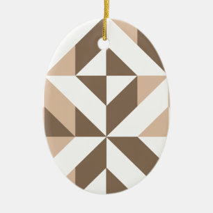 Brown Beige Geometric Cube Pattern Keramikornament