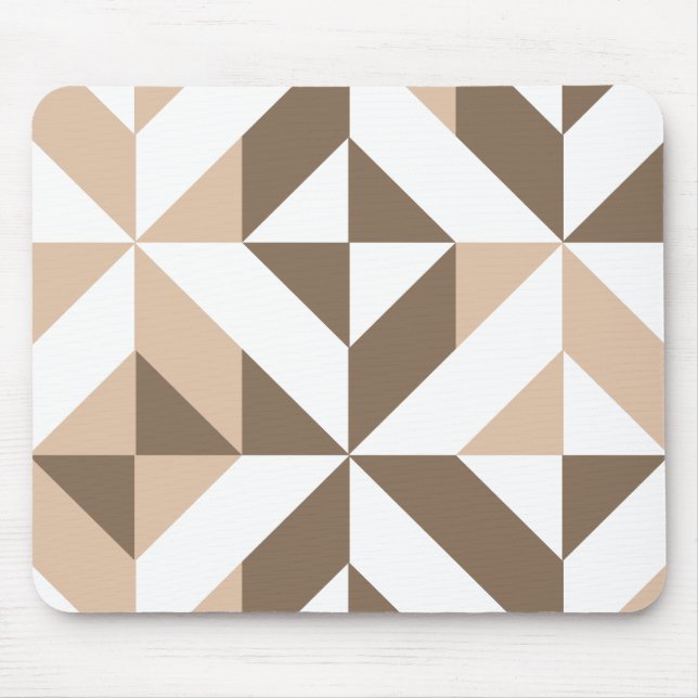 Brown Beige Geometric Cube Pattern Mousepad (Vorne)