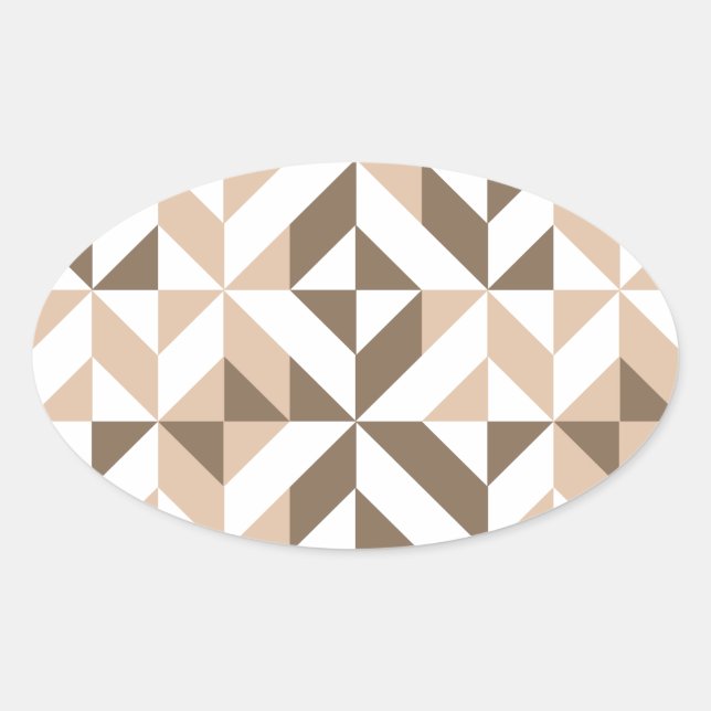 Brown Beige Geometric Cube Pattern Ovaler Aufkleber (Vorderseite)
