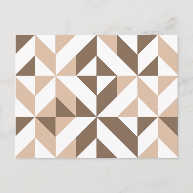 Brown Beige Geometric Cube Pattern Postkarte (Vorderseite)