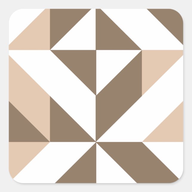 Brown Beige Geometric Cube Pattern Quadratischer Aufkleber (Vorderseite)